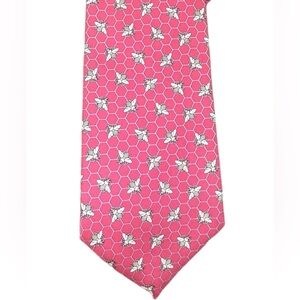 Vineyard Vines Silk Tie Pink Yellow Bees Novelty USA 61” Shep Ian